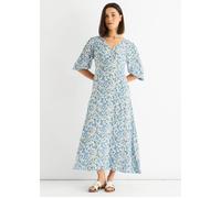 Gini London Women's Blue Floral Print Viscose Midi Dress | Size: 16 Gini London Blue 16