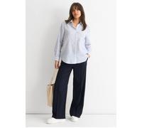 Gini London Women's Blue Linen Oversized Stripe Shirt in Light Blue | Size: Large/XL Gini London Light Blue L/XL