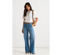 Gini London Women's Blue Pleat Wide Leg Jean | Size: 14 Gini London Blue 14
