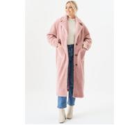 Gini London Women's Blush Longline Teddy Coat in Light Pink | Size: Medium/Large Gini London Light Pink M/L