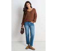 Gini London Women's Brown Chunky Knit Oversized Jumper | Size: Medium/Large