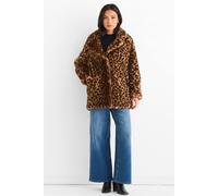Gini London Women's Brown Leopard Print Faux Fur Coat Jacket | Size: XL/2XL Gini London Brown XL/2XL