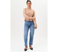 Gini London Women's Camel High Neck Chunky Knit Crop Jumper | Size: Large/XL Gini London Camel L/XL