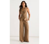 Gini London Women's Camel Tailored Wide Leg Trousers | Size: 14 Gini London Camel 14