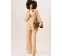 Gini London Women's Camel Textured Oversize Fit Long Sleeves Shirt | Size: S/M Gini London Camel S/M
