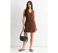 Gini London Women's Chocolate Linen Button Through Mini shirt Dress | Size: 10