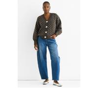 Gini London Women's Chocolate Spot Print Button Cardigan Look Jumper | Size: Large/XL