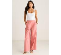Gini London Women's Coral Linen Mix Wide Leg Trouser | Size: 10