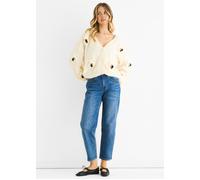 Gini London Women's Cream 3D Contrast Teddy Crochet Cardigan | Size: Medium/Large Gini London Cream M/L