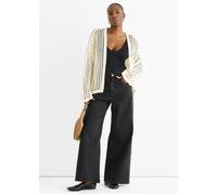 Gini London Women's Cream Open Knit Edge to Edge Cardigan | Size: S/M Gini London Cream S/M
