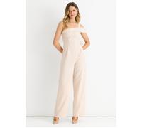 Gini London Women's Cream Woven One Shoulder Wide Leg Jumpsuit | Size: 4 Gini London Cream 4