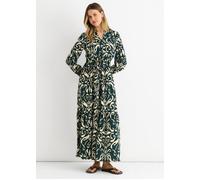 Gini London Women's Green Ikat Print Tie Waist Maxi Dress | Size: Small/Medium