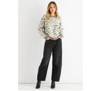 Gini London Women's Grey Contrast Zebra Animal Knit Jumper | Size: Medium/Large Gini London Grey M/L