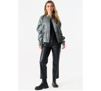 Gini London Women's Grey Metallic Elasticated Waist Bomber Jacket | Size: S/M Gini London Grey S/M