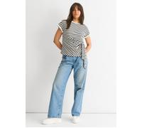 Gini London Women's Grey Stretch Stripe Top in Light Grey | Size: 10 Gini London Light Grey 10