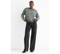 Gini London Women's Grey Stripe Chunky Knit Oversized Jumper | Size: S/M Gini London Grey S/M