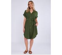 Gini London Women's Khaki Utility Belted Oversized Viscose Shirt Dress | Size: Medium/Large Gini London Khaki M/L