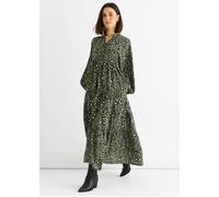 Gini London Women's Khaki Viscose Animal Oversized Smock Maxi Dress | Size: S/M Gini London Khaki S/M