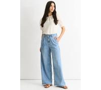 Gini London Women's Mid Wash Denim Blue Wide Leg Jeans in Mid Blue | Size: XL