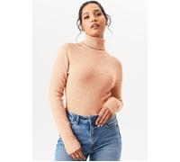 Gini London Women's Mocha High Neck Fine Knit Jumper in Light Brown | Size: Medium/Large Gini London Light Brown M/L