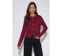 Gini London Women's Mulberry Gold Button Fine Knit Cardigan Sweater in Red | Size: 16