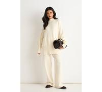 Gini London Women's Off White Turtle Neck Oversized Knitted Jumper in Off-White | Size: Medium/Large Gini London Off-White M/L