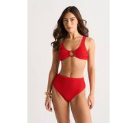 Gini London Women's Red Textured High Waist Bikini Bottom | Size: 8 Gini London Red 8