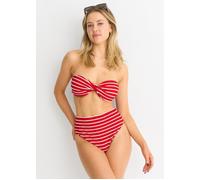 Gini London Women's Red Textured High Waisted Stripe Bikini Bottom | Size: 10 Gini London Red 10