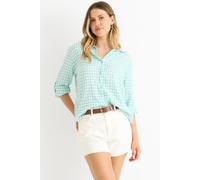 Gini London Women's Sage Green Cotton Gingham Roll Up Sleeves Oversized Tie Top in Light Green | Size: Medium/Large Gini London Light Green M/L