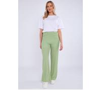 Gini London Women's Sage Green Textured Elasticated Waist Flared Trousers in Light Green | Size: Medium/Large Gini London Light Green M/L