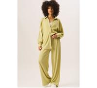 Gini London Women's Sage Green Textured Pull On Wide Leg Trousers in Light Green | Size: S/M Gini London Light Green S/M
