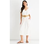 Gini London Women's White Air Flow Belted Oversized Dress | Size: Medium/Large Gini London White M/L