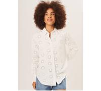 Gini London Women's White Cotton Embroidered Long Sleeves Shirt | Size: 16
