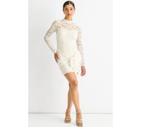 Gini London Women's White Stretch Lace Tie Front Side Bodycon Mini Dress | Size: 8 Gini London White 8