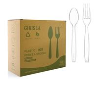 Ginikoe 200 Pcs Heavy Duty Clear Plastic Cutlery Set, Reusable Forks and Spoons Set, Durable Plastic Silverware Set for for Parties, Picnics, Big Event, Daily Use - Bpa Free