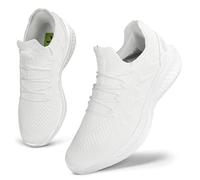 Ginires Womens Slip-on Waking Shoes Memory Foam ACH Support Sneakers for All-Day Staning Lightwelght Breathable Mesh Non-Slip Casual Shoes for Running, Travel & Work (White) 41