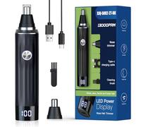 Ginity Ear & Nose Hair Trimmer with LED Display for Men Women,2025 Painless USB Rechargeable Eyebrow & Facial Hair Trimmer Clipper,Professional IPX7 Waterproof Dual Edge Blades 13,500 RPM