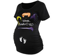 GINKANA Short Sleeve Maternity Tops Shirts Floral Ruched Sides Casual Mama Pregnancy Blouses Clothes, A-halloween, Small