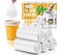 GINKGO 120 Counts Small Bin Bags, 5L Pedal Bin Liners