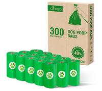 GINKGO 300 Pack Dog Poo Bags, 20 Rolls Poop Waste Pags, 100% Leak-Proof Extra Thick (Green)