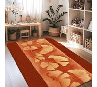 Ginkgo Area Rug, Autumn Nature Leaf Floral Fall Orange Low Pile Foam Aesthetic Rectangle Home Floor Carpet Rugs for Living Room Bedroom New Home Dining Decor 4' X 6'
