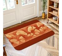 Ginkgo Area Rug, Autumn Nature Leaf Floral Fall Orange Low Pile Foam Soft Doormat Throw Rug Stain Resistant Entryway Bathroom Kitchen Doorway Decor 2' X 3'