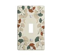Ginkgo Bathroom Single Light Switch Cover Plate, Botanical Natural Leaf Moon Fall Green Plastic Standard Size Decorative Wall Plates for Living Room Bedroom Home Office Decor (Single)
