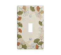 Ginkgo Bathroom Single Light Switch Cover Plate, Nature Botanical Leaf Line Art Fall Green Plastic Standard Size Switch Plate Decorative for Bedroom Office Kitchen Entrance Decor (Single)