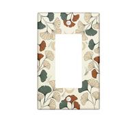 Ginkgo Bathroom Single Rocker Light Switch Cover, Botanical Natural Leaf Moon Fall Green Plastic Standard Size Switch Plate Decorative for Living Room Bedroom Home Office Decor