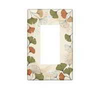 Ginkgo Bathroom Single Rocker Light Switch Cover, Nature Botanical Leaf Line Art Fall Green Plastic Standard Size Decorative Wall Plates for Bedroom Office Kitchen Entrance Decor