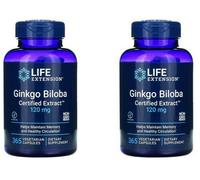 Ginkgo Biloba 120mg Certified Extract 2X365 Vegg Caps Life Extension 24%flavone