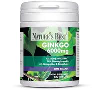 Ginkgo Biloba 6000mg | High Strength | 120 One-A-Day Vegan Tablets | Pure Grade Extract and Time Release Formula | UK Made and Purest Extract Available in The UK