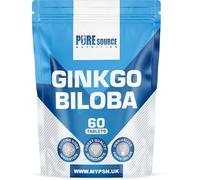 Ginkgo Biloba 6000mg - High Strength Vegan Tablets | Ginkgo Biloba 50:1 Leaf Extract,Gluten Free, GMO Free - Made in UK by Pure Source Nutrition (60 Tablets)