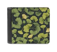 Ginkgo Biloba Bifold Wallet for Women Men Soft PU Leather Wallet Slim Fron